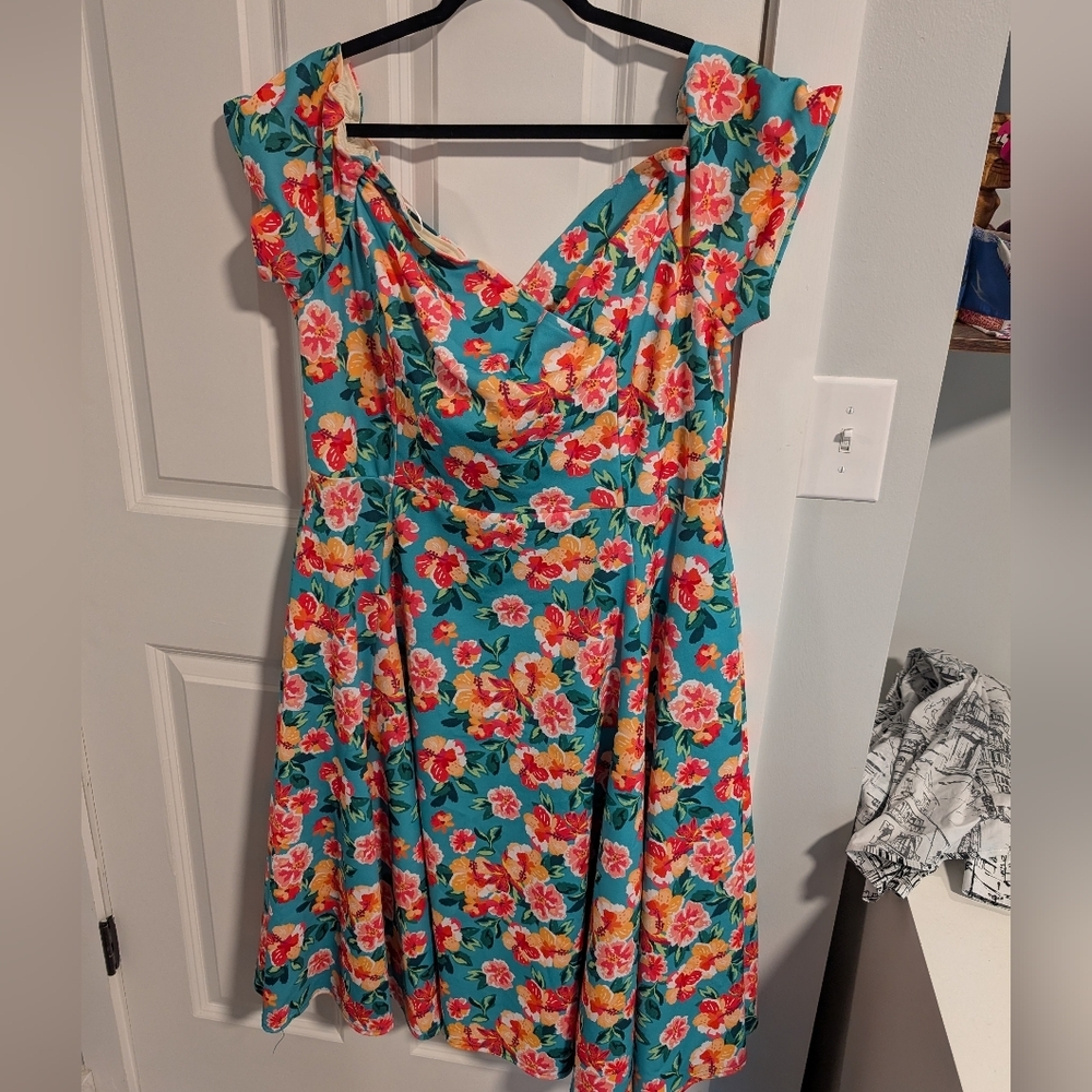 Vibrant floral pinup dress uk 20